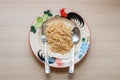 Cooked brown rice on plate Royalty Free Stock Photo