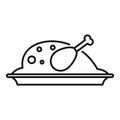 Cooked chicken icon outline vector. Roast food