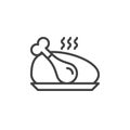 Cooked chicken line icon