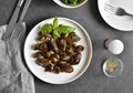 Cooked chicken liver with mushrooms Royalty Free Stock Photo