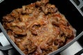 cooked chicken livers, gizzards and hearts, selective focus of fresh liver, gizzard and heart of chickens full of protein in a Royalty Free Stock Photo