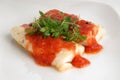 Cooked cod loins with tomato sauce Royalty Free Stock Photo