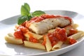 Cooked cod loins with tomato sauce Royalty Free Stock Photo