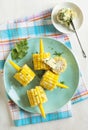 Cooked corn with herb butter Royalty Free Stock Photo