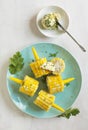 Cooked corn with herb butter Royalty Free Stock Photo