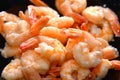 Cooked delicious shrimp, food background close-up Royalty Free Stock Photo