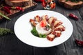 Cooked eel fish with rice, greens marinated ginger Royalty Free Stock Photo