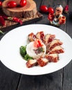 Cooked eel fish rice, greens and marinated ginger Royalty Free Stock Photo