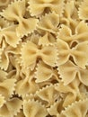 Cooked Farfalle pasta with oil. Closeup.