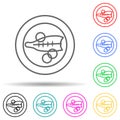 cooked fish in a plate multi color style icon. Simple thin line, outline vector of fish production icons for ui and ux, website or Royalty Free Stock Photo