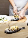 Cooked fish sea bream fish. Royalty Free Stock Photo
