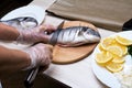 Cooked fish sea bream fish. Royalty Free Stock Photo