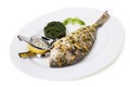 Cooked fish sea bream fish with lemon Royalty Free Stock Photo
