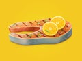 Cooked and flavored salmon steak realistic vector