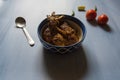 Cooked food item Indian style chicken masala served in a bowl. Royalty Free Stock Photo