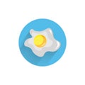 Cooked fried egg colorful flat icon. fried egg flat icon Royalty Free Stock Photo
