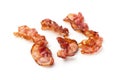 Cooked fried slices of bacon isolated