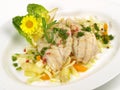 Cooked Gilthead Fillets on white Asparagus Royalty Free Stock Photo