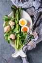 Cooked green asparagus with egg Royalty Free Stock Photo