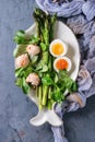 Cooked green asparagus with egg Royalty Free Stock Photo