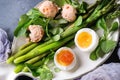 Cooked green asparagus with egg Royalty Free Stock Photo