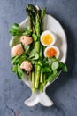 Cooked green asparagus with egg Royalty Free Stock Photo