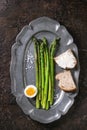 Cooked green asparagus with egg Royalty Free Stock Photo