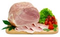 Cooked ham with cherry tomatoes Royalty Free Stock Photo