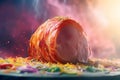 Cooked ham with colorful spices. Generate ai