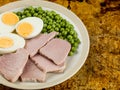 Cooked Ham and Egg Salad With Green Garden Peas Royalty Free Stock Photo