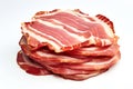 Cooked ham slices, isolated on a white background Royalty Free Stock Photo