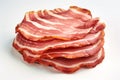 Cooked ham slices, isolated on a white background Royalty Free Stock Photo