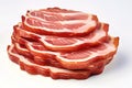 Cooked ham slices, isolated on a white background Royalty Free Stock Photo