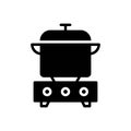 Black solid icon for Cooked, hearthstone and crockpot Royalty Free Stock Photo