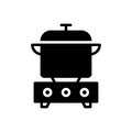 Black solid icon for Cooked, hearthstone and crockpot Royalty Free Stock Photo