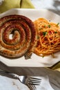 Italian Spiral Sausage Spaghetti Royalty Free Stock Photo