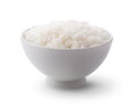 Cooked Jasmin Rice in white bowl on white background