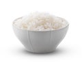 Cooked Jasmin Rice in white bowl on white background