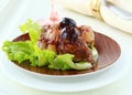 Cooked meat duck with berry sauce and salad Royalty Free Stock Photo