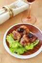 Cooked meat duck with berry sauce and salad Royalty Free Stock Photo