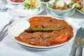 Cooked meat, iskender kebap Royalty Free Stock Photo