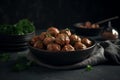 Cooked meatballs plate. Generate Ai