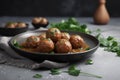 Cooked meatballs plate. Generate Ai