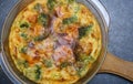 Cooked omelet of eggs and broccoli Royalty Free Stock Photo