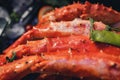 Cooked Organic Alaskan King Crab Legs with Butter Royalty Free Stock Photo