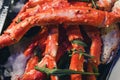 Cooked Organic Alaskan King Crab Legs with Butter Royalty Free Stock Photo