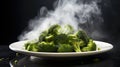 cooked organic broccoli fresh