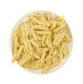 Cooked pasta with garlic and parsley in a cream sauce