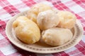 Cooked and peeled potatoes served on the plate Royalty Free Stock Photo