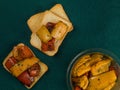 Cooked Peppers on French Toast